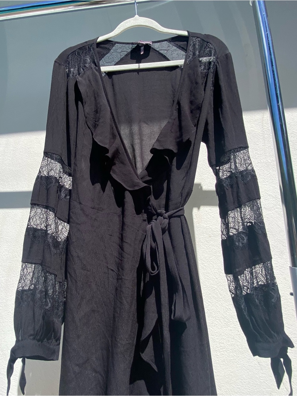 Hale Bob Whimsygoth Black LaceWrap Midi Dress Size Medium - Picture 2 of 13